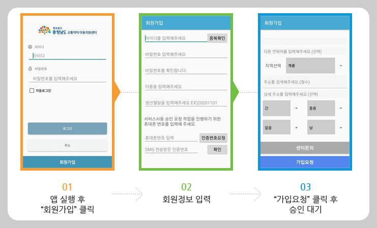 충남장애인콜택시 회원가입
